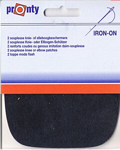 Donker blauw kniestukken, 2 stuks met suede look
