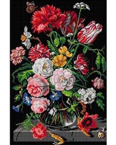 Voorbedrukte stramien Jan Davidz. de Heem. Flowers in a glass vase  Orchidea 3182Q 