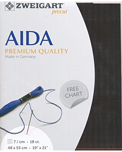 Zweigart borduurstof aida 18counts/7 kruisje per centimeter in de kleur 720 zwart