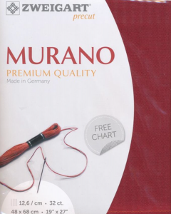 Zweigart borduurstof evenwaeve Murano 32counts/12.6 draadjes per centimeter in de kleur 9060 rood