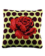 Kruissteek kussen roos van pako om borduren 003.285