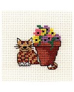 Mouseloft borduurpakket kat met bloempot 004-624 telpatroon