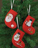 Permin borduurpakket kerstboomhangertje kerstsokken 3st. 01-5245 telpatroon