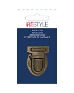 Restyle Tuck Lock tassensluiting, ook wel een tt-slot genoemd. De sluiting is 26mm en in de kleur roest brons.