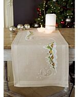 Vervaco voorbedrukt tafelloper 40x100cm Winterdorpje pn-0150980 om te borduren met omgezoomde boord.