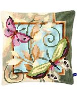 Borduurpakket kruissteekkussen Decoratieve vlinders van vervaco pn-0154959