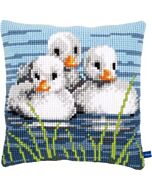 Borduurpakket kruissteekkussen  borduurkussen Eendjes in het water van vervaco pn-0155206