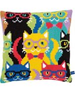 Borduurpakket kruissteekkussen borduurkussen Grappige katten van vervaco pn-0155266