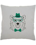  Borduurpakket voorbedrukte Borduurkussen Beer met groene bril vervaco pn-0156059