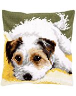 Vervaco kruissteek borduurkussen kwispelend hondje borduren pn-0156600