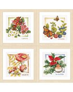 4 Borduurpakketten lente, zomer, herfst en winter van Lanarte om te borduren Marjolein Bastin 