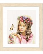 Borduurpakket  Engeltje met vlinder met kaaslinnen van Lanarte PN-0164072