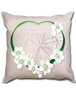 Borduurpakket ringenkussen witte bloemen voorbedrukt spansteek.