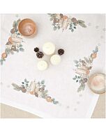 Rico Design voorbedrukt borduurpakket tafelkleed kerstgroen met kraarsen 100092