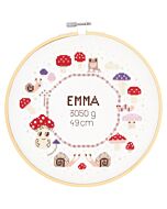 Rico Design borduurpakket geboortetegel paddenstoelen 100358 telpatroon incl. borduurring