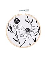 Rico Design borduurpakket bloemen zwart/wit 100432 telpatroon incl. borduurring