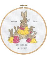 Permin borduurpakket geboortetegel familie konijn 13-4418 incl. borduurring