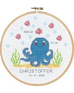 Permin borduurpakket geboortetegel octopus 13-4419 incl. borduurring