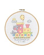 Borduurpakket geboortetegel trein Aleksandria van Permin  13-2475  incl borduurring