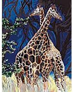 Voorbedrukt canvas/stramien Giraffen - Girafes au grand coeur om te borduren van Margot (Guy Marchi)