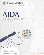 Borduurstof aida 18ct/ 7 kruisje van Zweigart wit met gele stippen 1349 afm. 48x53cm