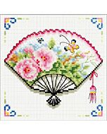 Voorbedrukt borduurpakket  rose fan  - waaier Needleart World op aida 140.026