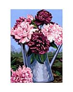 Voorbedrukt canvas vaas met pioenen om te borduren van Margot 1531360