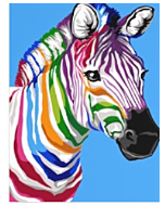 Voorbedrukt canvas/stramien kleurrijke zebra om te borduren van Margot