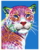 Voorbedrukt canvas/stramien kleurrijke jaguar om te borduren van Margot