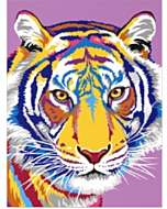 Voorbedrukt canvas/stramien kleurrijke tijger om te borduren van Margot