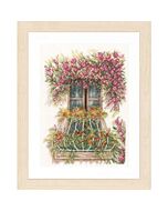  Borduurpakket Lanarte Balkon met Bloemen met telpatroon met kaaslinnen  PN-0171411