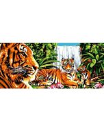 Voorbedrukt canvas / stramien Verte jungle - tijgers in de jungle om te borduren van Margot