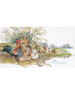 Borduurpakket  kippen familie  van Thea Gouverneur 2038a