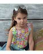  Haakpakket topje in veelkleurige vierkanten phil coton met gratis patroon om te haken