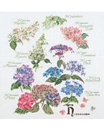 Thea Gouveneur borduurpakket 'Hortensia' 3067A telpatroon (ook verkrijgbaar op linnen (3067) & zwarte aida (3067.05))