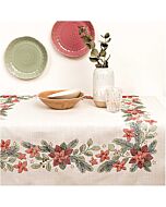 Borduurpakket voorbedrukt kleedje kerstrozen in kruissteek van Rico 31212.54.21