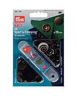 Prym vernietbare drukknopen Sport & Camping, oudmessing 15mm 10 stuks 