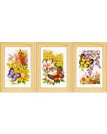 3 Borduurpakketten vlinders en bloemen om te borduren van vervaco pn-0155954