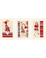 3 Wenskaarten met omslag Kerstkabouters om te borduren Vervaco PN-0157032