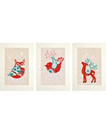3 Wenskaarten met omslag winterfiguren borduren Vervaco pn-0158162
