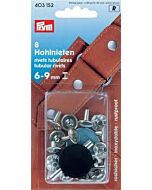 Prym holle nieten voor materiaaldikte 6-9 mm, 9mm zilver 8 stuks 