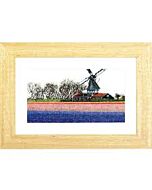 Thea Gouveneur borduurpakket bollenveld hyacinthen met molen 474 aida telpatroon