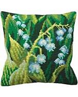  Voorbedrukt kruissteek kussen  Muguet Gauche als borduurpakket