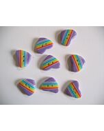 Paarse hartjes knopen met geklerude strepen erdoor