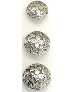 Zilverkleurige ronde sierknopen in verschillende maten.