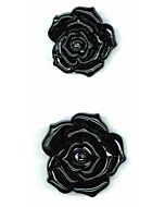 Zwarte roos knoop van kunststof in diverse maten.