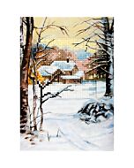 Orchidea wenskaart huisje in besneeuwd gebied 6234 borduren