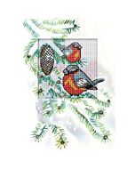 Orchidea wenskaart huisje in besneeuwd gebied 6234 borduren