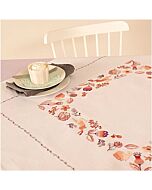 Rico Design tafelkleed bloemen met konijnen 67384.52.21 voorbedrukt borduren in platsteek