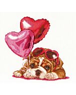Thea Gouveneur borduurpakket 'Valentijnsdag puppy' 739A telpatroon
